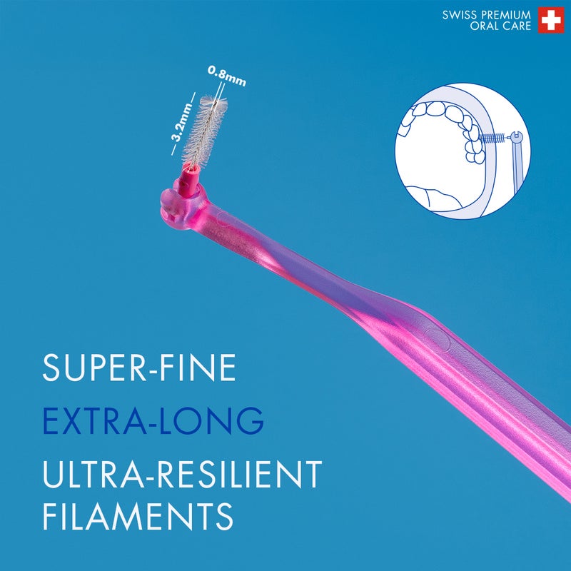 CURAPROX CPS Prime 08 Interdental Brush Refills | 8 Ultra-Fine Brushes (0.8mm) for Precise Plaque Removal, Gentle on Sensitive Gums, Pink Pack - Image 4